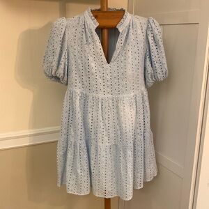 SugarLips light blue eyelet, baby doll dress with pockets XS